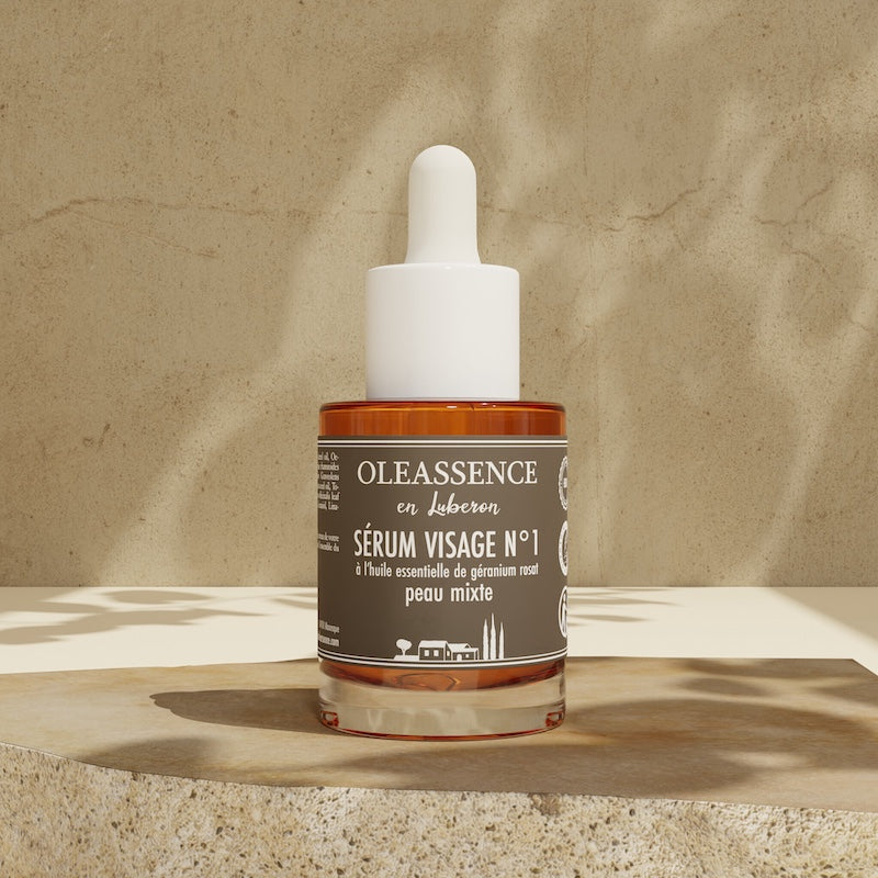 Peaux Mixtes : Sérum Visage N°1 avec Huile Essentielle de Géranium - Oleassence en Luberon