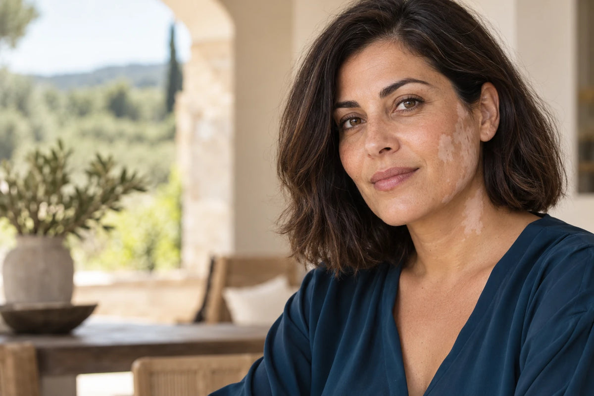 Portrait illustratif d’une femme présentant des zones de peau plus claires