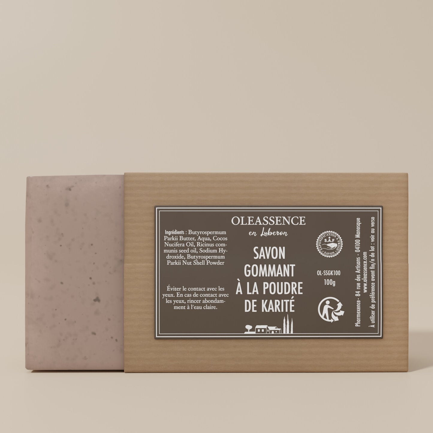 Savon Gommant à la Poudre de Karité - Oleassence en Luberon