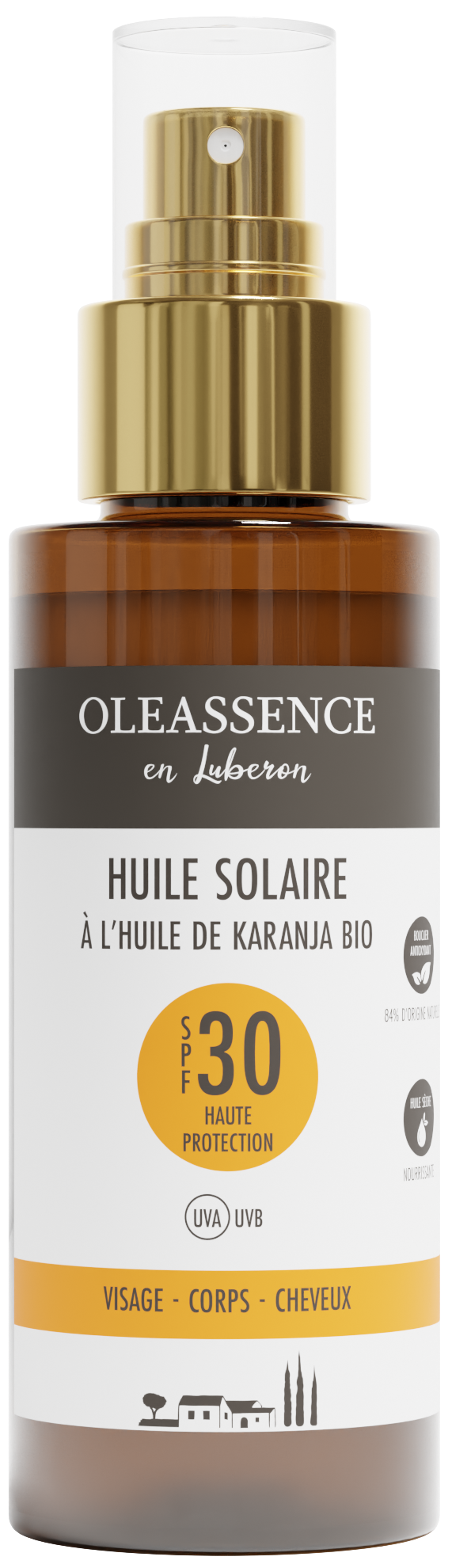 Huile Solaire SPF30 sans fond 