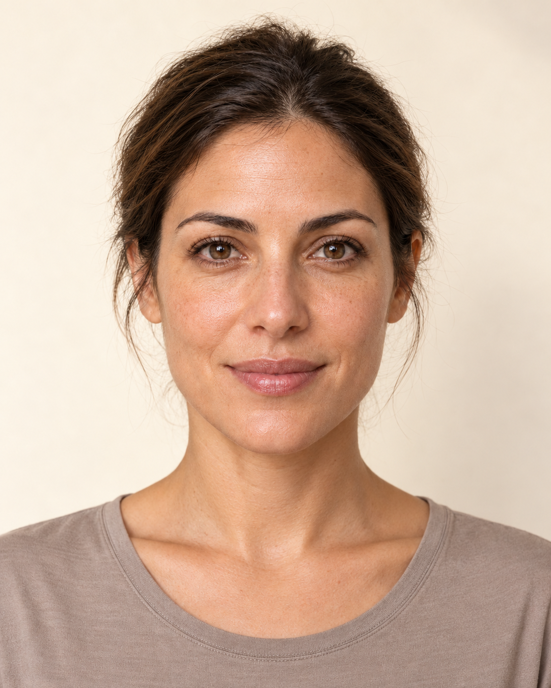 Visage de face pour illustrer les zones à observer : peau mixte (normale à mixte)